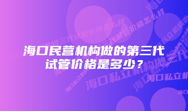 海口民营机构做的第三代试管价格是多少？