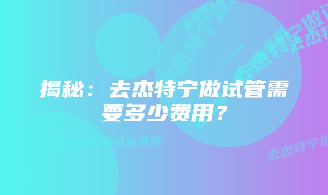 揭秘：去杰特宁做试管需要多少费用？