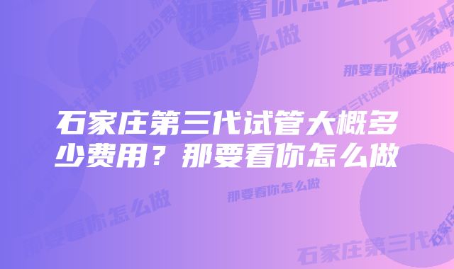 石家庄第三代试管大概多少费用？那要看你怎么做