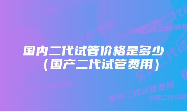 国内二代试管价格是多少（国产二代试管费用）