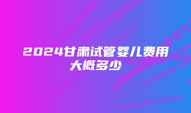 2024甘肃试管婴儿费用大概多少