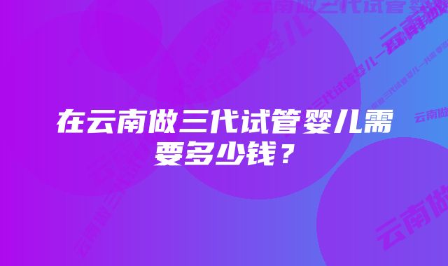 在云南做三代试管婴儿需要多少钱？