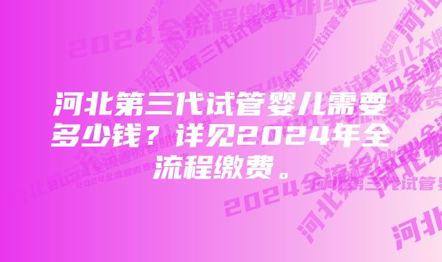 河北第三代试管婴儿需要多少钱？详见2024年全流程缴费。