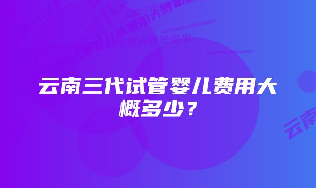 云南三代试管婴儿费用大概多少？