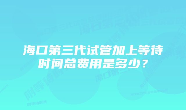 海口第三代试管加上等待时间总费用是多少？