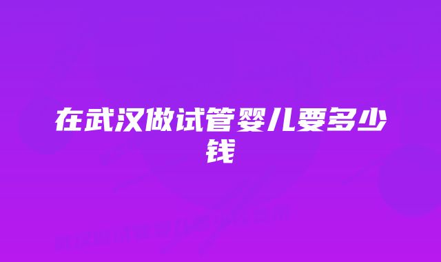 在武汉做试管婴儿要多少钱