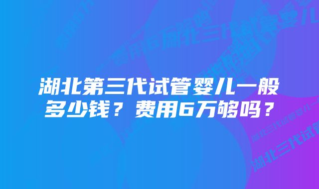 湖北第三代试管婴儿一般多少钱？费用6万够吗？