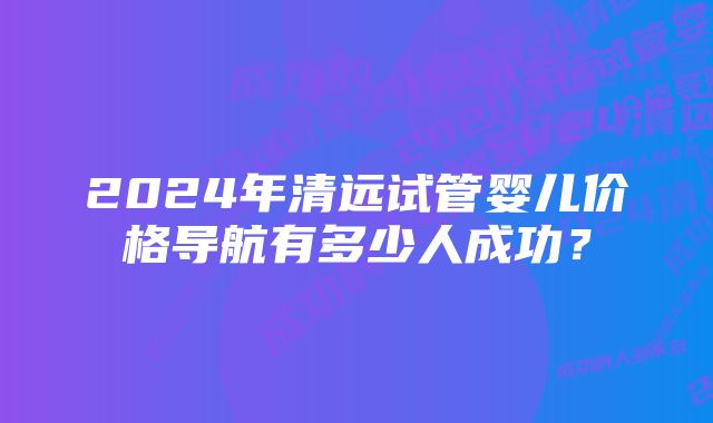 2024年清远试管婴儿价格导航有多少人成功？