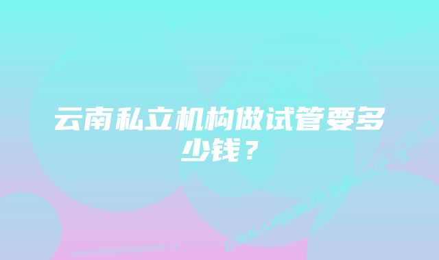 云南私立机构做试管要多少钱？