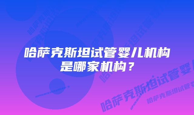 哈萨克斯坦试管婴儿机构是哪家机构？