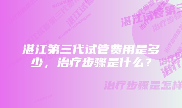 湛江第三代试管费用是多少，治疗步骤是什么？