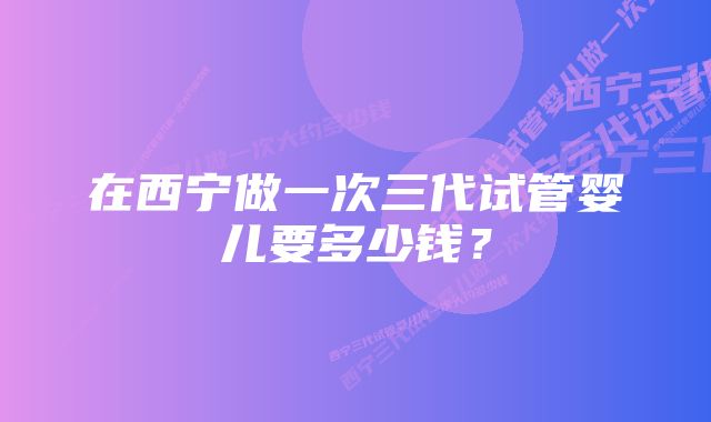 在西宁做一次三代试管婴儿要多少钱？