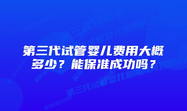 第三代试管婴儿费用大概多少？能保准成功吗？