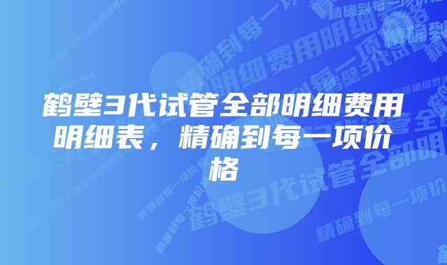 鹤壁3代试管全部明细费用明细表，精确到每一项价格