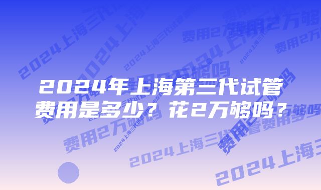 2024年上海第三代试管费用是多少？花2万够吗？