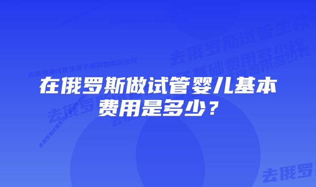 在俄罗斯做试管婴儿基本费用是多少？