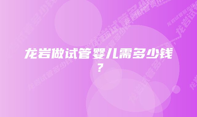 龙岩做试管婴儿需多少钱？