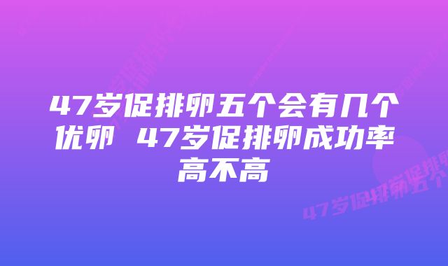 47岁促排卵五个会有几个优卵 47岁促排卵成功率高不高