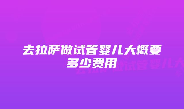 去拉萨做试管婴儿大概要多少费用