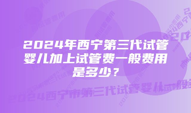 2024年西宁第三代试管婴儿加上试管费一般费用是多少？