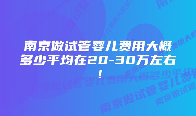 南京做试管婴儿费用大概多少平均在20-30万左右！