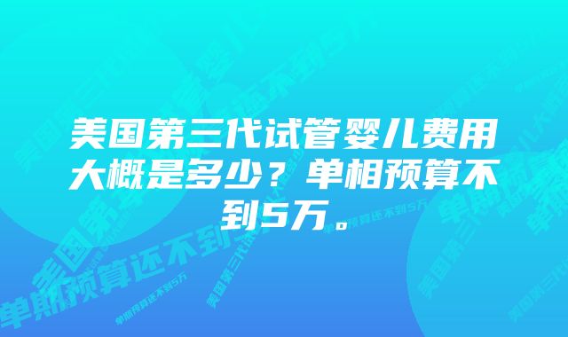 美国第三代试管婴儿费用大概是多少？单相预算不到5万。