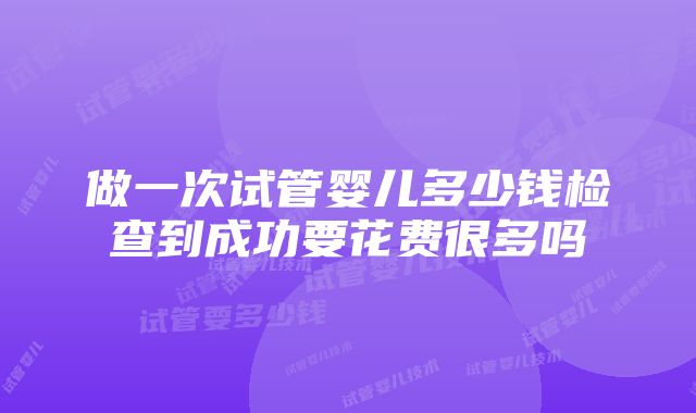 做一次试管婴儿多少钱检查到成功要花费很多吗