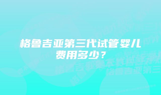 格鲁吉亚第三代试管婴儿费用多少？