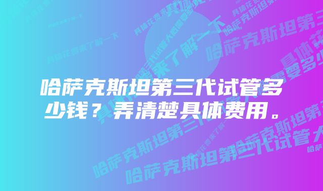 哈萨克斯坦第三代试管多少钱？弄清楚具体费用。