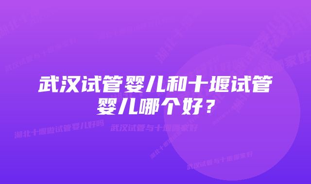 武汉试管婴儿和十堰试管婴儿哪个好？