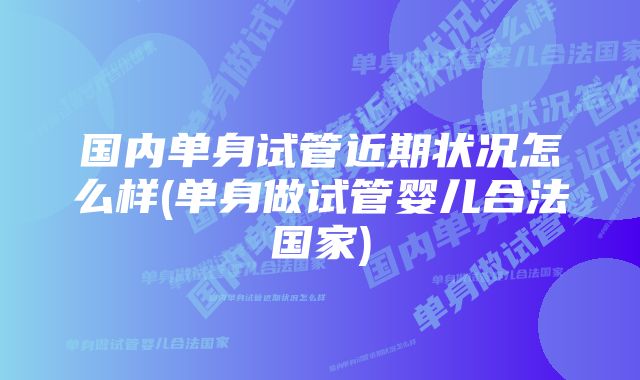 国内单身试管近期状况怎么样(单身做试管婴儿合法国家)