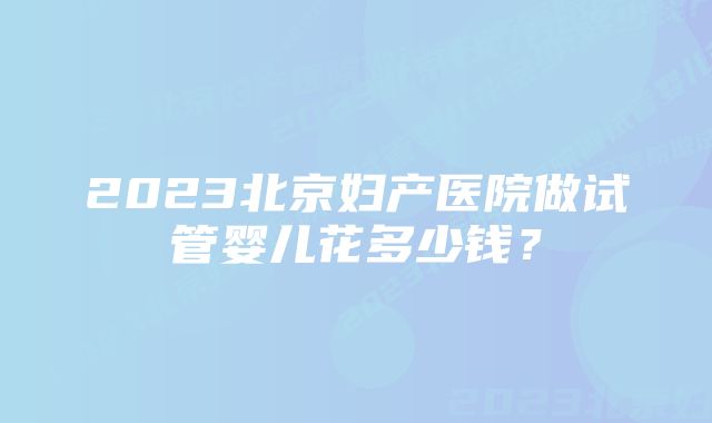 2023北京妇产医院做试管婴儿花多少钱？