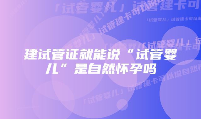 建试管证就能说“试管婴儿”是自然怀孕吗