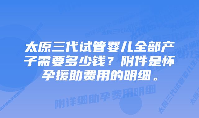 太原三代试管婴儿全部产子需要多少钱？附件是怀孕援助费用的明细。