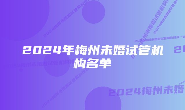 2024年梅州未婚试管机构名单