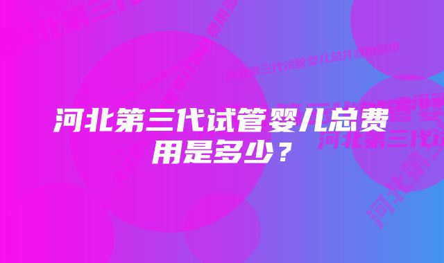 河北第三代试管婴儿总费用是多少？