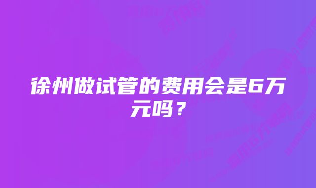 徐州做试管的费用会是6万元吗？