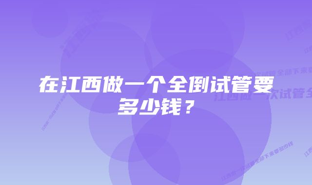 在江西做一个全倒试管要多少钱？