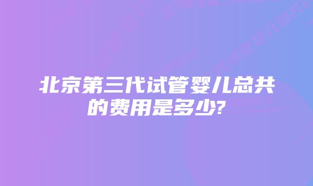 北京第三代试管婴儿总共的费用是多少?