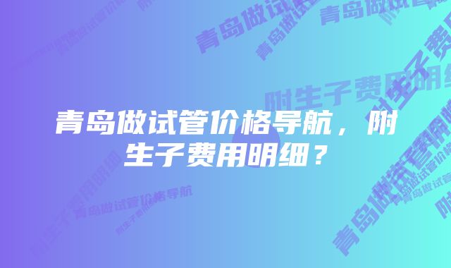 青岛做试管价格导航，附生子费用明细？