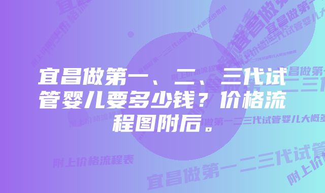 宜昌做第一、二、三代试管婴儿要多少钱？价格流程图附后。