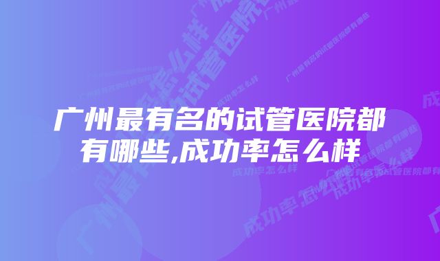 广州最有名的试管医院都有哪些,成功率怎么样