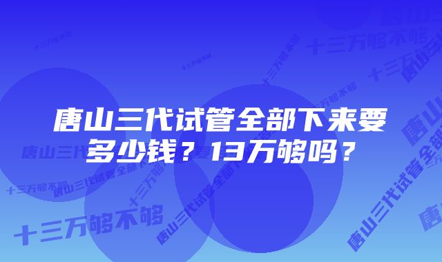 唐山三代试管全部下来要多少钱？13万够吗？