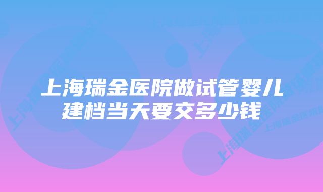 上海瑞金医院做试管婴儿建档当天要交多少钱