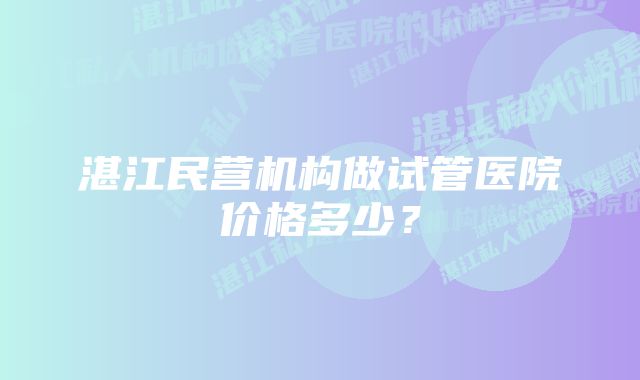 湛江民营机构做试管医院价格多少？