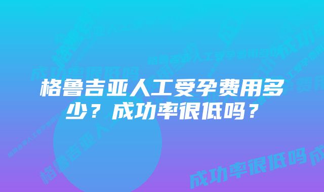 格鲁吉亚人工受孕费用多少？成功率很低吗？