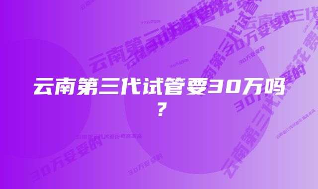 云南第三代试管要30万吗？