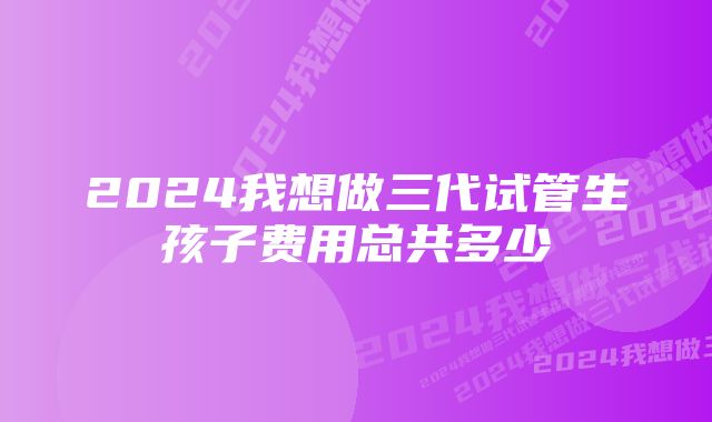 2024我想做三代试管生孩子费用总共多少