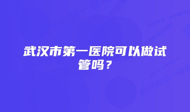 武汉市第一医院可以做试管吗？