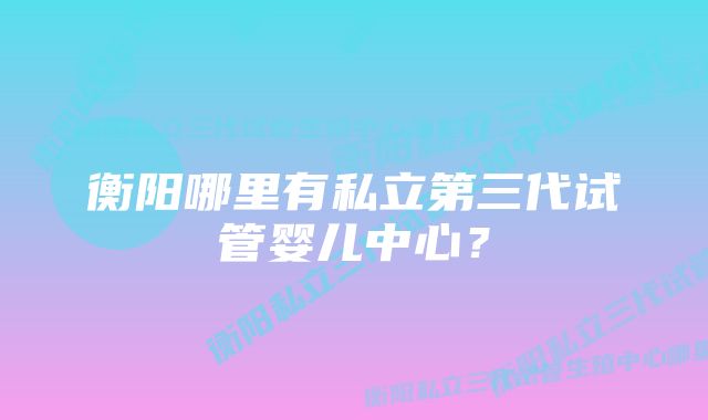 衡阳哪里有私立第三代试管婴儿中心？